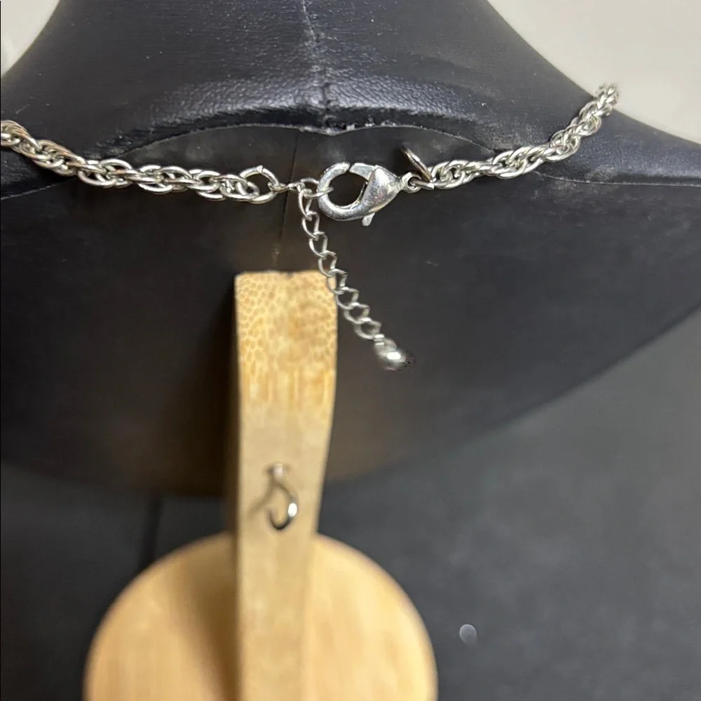 Express Royal Blue Silver Tone Triangle Necklace
